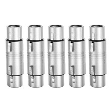 5-Pack XLR Female to Female Adapter, 3 Pin Microphone Connector with Zinc Alloy Housing Microphone Adapter