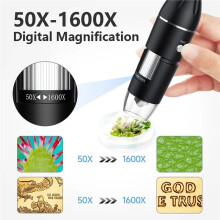1600X USB-Mikroskop 1080P HD Digitalt Lödmikroskop, Justerbart Stativ, för , Windows, Linux för Utbildning med Mynt