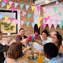 48PCS Pennant Banner Flags with 4 Jute String,Multicolor Hanging Triangle Flags Garland for Birthday,Weddings,Parties