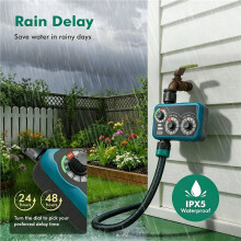Water Timer for Outdoor Garden Hose, Hose Timer with Rain Delay/Manual Mode Automatic Drip Irrigation Controller System