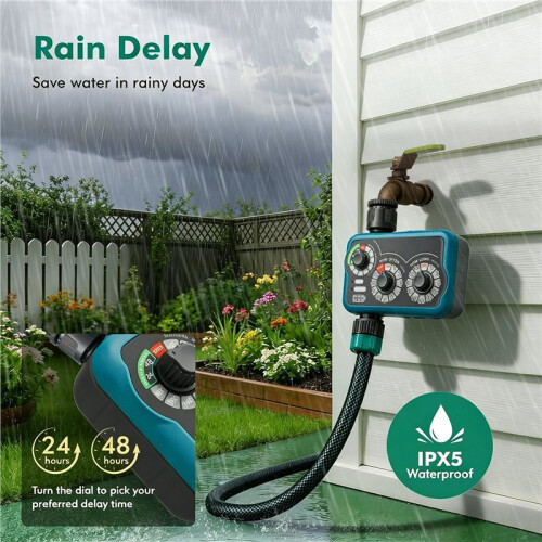 Water Timer for Outdoor Garden Hose, Hose Timer with Rain Delay/Manual Mode Automatic Drip Irrigation Controller System