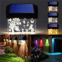 2 Pack Solar Fence Lights Color 3D Garden Decoration Solar Fence Lights Outdoor Waterproof LED for Railing Deck Pathway