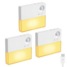 Lot de 3 Veilleuses LED Rechargeables avec Détecteur de Mouvement, Idéales pour les Placards, le Salon, le Couloir ou les Escaliers
