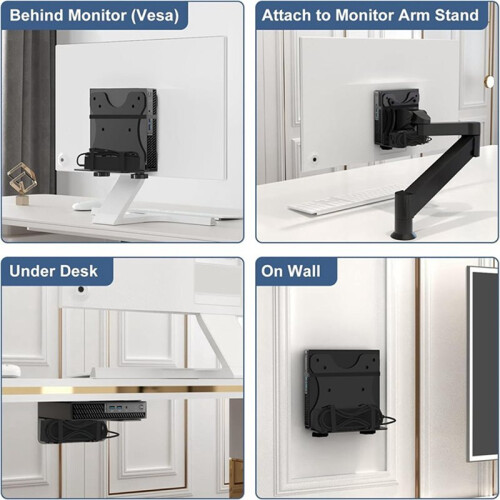 2X  PC Mount Computer Holder Wall Mount Easy Installation Space Saving Computer Mount Under Desk Mount 2