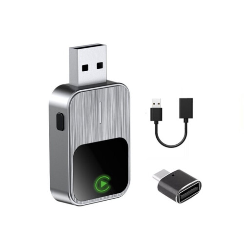 Wireless Android Auto Adapter 2 In1 Wireless CarPlay Dongle AI  Box Car Intelligent System USB Plug and  Silver
