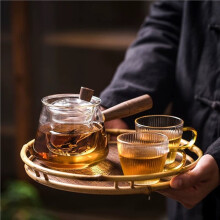 Théière en Verre avec Poignée Latérale en Bois, Infuseur et Filtre Intégré pour Thé en Vrac (Service à Thé Kung Fu)