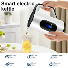 Rostfritt Stål Elektrisk Vattenkokare Snabbkokande Automatisk Avstängning Varmvattenkokare Tekanna för Att Göra Te och Kaffe EU-Kontakt