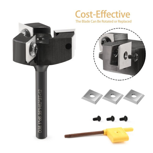 Shank Replaceable Blade Planing Bit Milling Cutter Insert-Style Spoilboard CNC Surfacing Router Bits for Wood 8mm 2