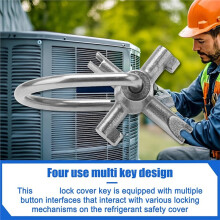 Universal HVAC Locking Cap Key for R410A R22 Refrigerants - Multi-Use Tool for Safety Coversly.