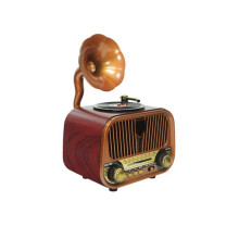 Retro Multifunctional Full Band Radio Imitating Phonograph Wireless Speaker Plug-in Speaker with FM/AM