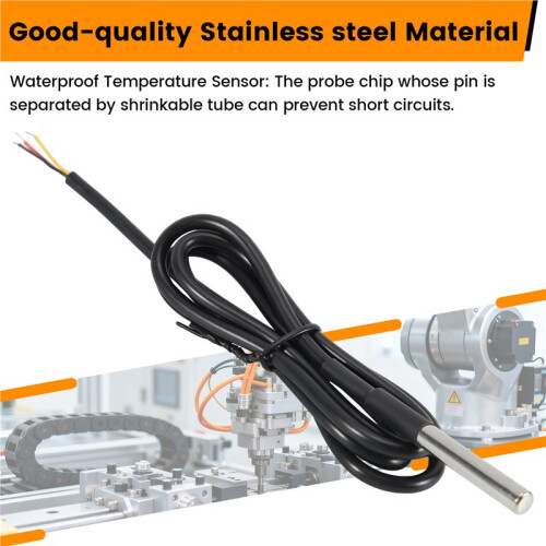 10Pcs Waterproof DS18B20 Temperature Sensor, Digital Temperature Thermal Cable Temperature (-55- +125) - 1 Meter/3.2Ft 2