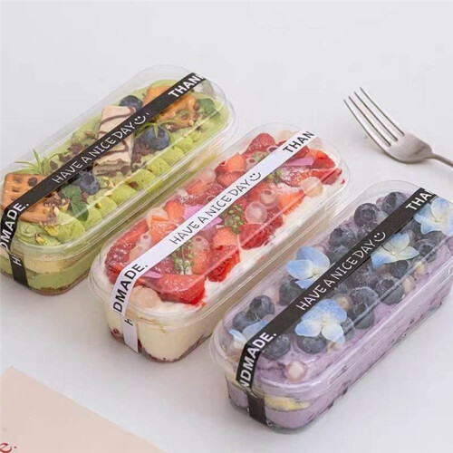 Rectangular Dessert Packaging Box for Soy Milk Cake and Mousse Black-Sticker 2
