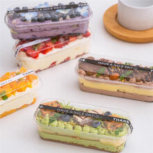 Rectangular Dessert Packaging Box for Soy Milk Cake and Mousse Black-Sticker