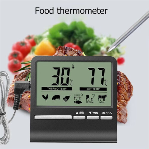 Kitchen Digital CookingThermometer Meat Food Temperature for Oven BBQ Grill Timer Function with Heat Meter for Cooking A 1