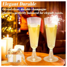 1set/40pcs Plastic Champagne Glass Set, 5-Ounce Transparent Disposable Plastic Champagne Glass, Suitable for Parties