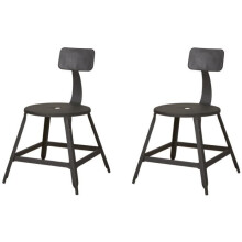 LOFT Set of 2 Black Metal Dining Chairs - Industrial - L 41 x D 41 cm