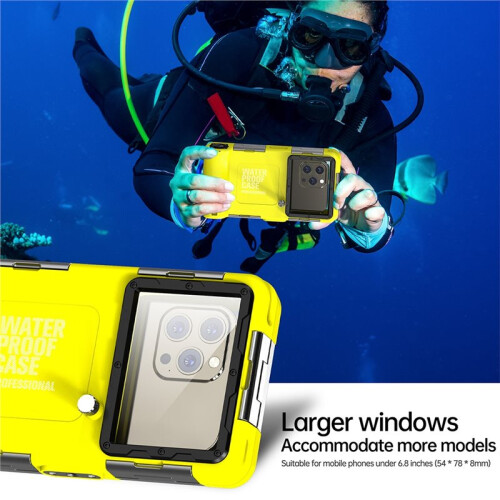 Capa Multifuncional, Durável, À Prova D'Água e Universal para Celular de 6,9 Polegadas, IP68, Ideal para Fotografia Subaquática Profissional. 1