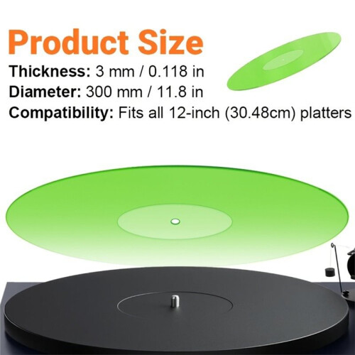 Tapete Antiderrapante para Toca-Discos de 12 Polegadas em Acrílico, com Design Elegante Que Reduz A Estática. 2
