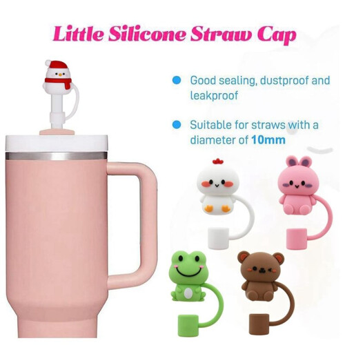 5Pcs Premium Silicone Straw Cover Caps - Animal Shaped 2