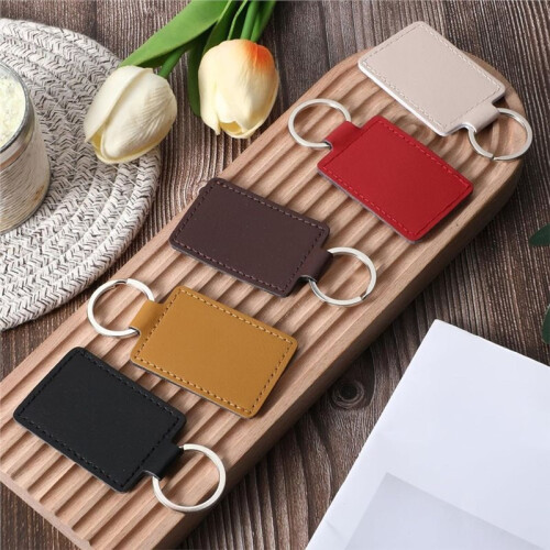 48 Pcs Leather Key Fob Kit, Rectangular Keychain Blanks, PU Key Chain, Stamping DIY Crafts 2