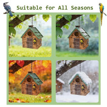 Bird Houses for Outside, Garden Bird Nesting Boxes Hand-Painted Resin with Hanging Chain