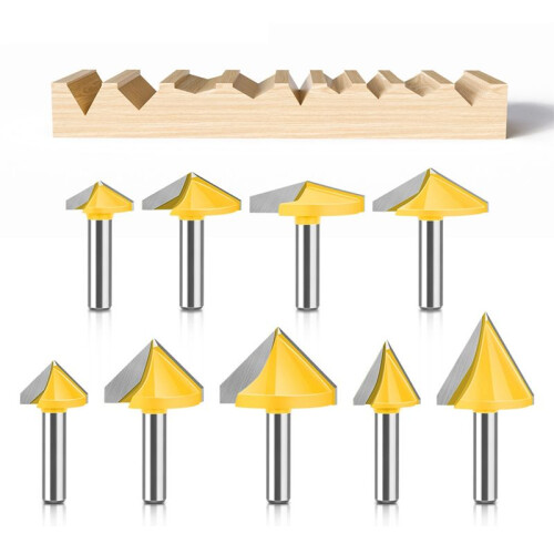 3D Router Bit V-Shaped Cutter 3D Milling Cutter Engraving Machine Cutter Woodworking Tools 9pcs 1