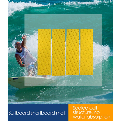 4Pcs/Lot Surfing Front Traction Pad- Surfboard Deck Grip Mat Replacement with Adhesive (Yellow) 1
