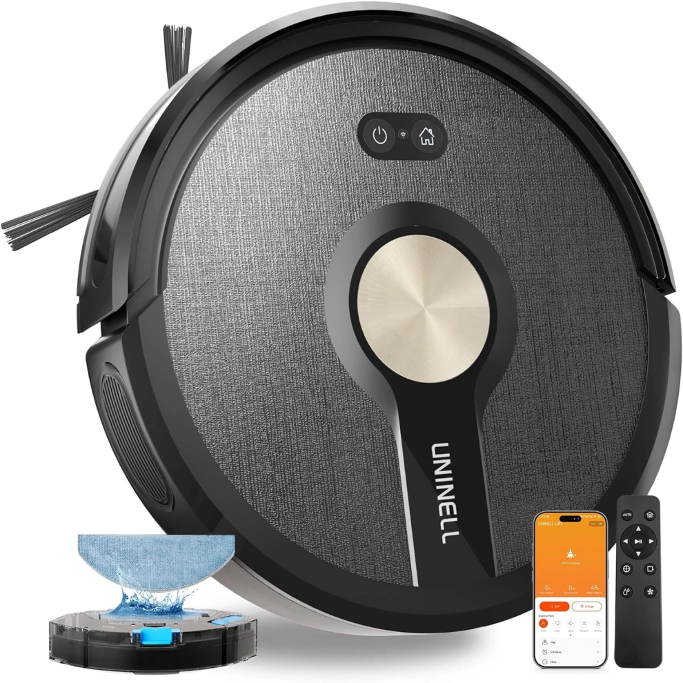 Uninell Home Uninell Ur1 Robot Vacuum Cleaner & Mop 5000Pa, Alexa App Control, 180Min Runtime, Auto Carpet Boost, Slim Pet Hair Robot Vacuum