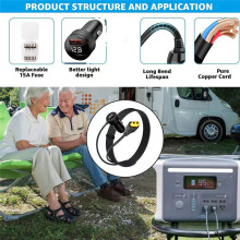 12V/24V XT60 Plug Car Charger with Digital Display for Drone Solar Panel RV Solar Generator 16AWG Cigarette Lighter