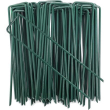 Piquets de fixation en acier galvanisé, paquet de 100, 150 x 25 mm, diamètre 3 mm, piquets de jardin verts
