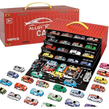 48 voitures et camions miniatures en métal, garage et circuit 2 en 1, à friction, pour les enfants à partir de 3 ans.