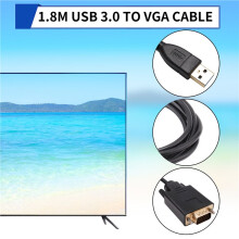 1,8 M USB 3.0-auf-VGA-Kabel, 1080P, USB 3.0-Stecker auf VGA-Stecker, Konverter-Adapterkabel für Laptop, UHD, Externer Videoprojektor