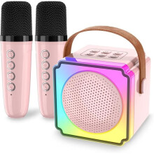 Ensemble de microphones karaoké sans fil pour enfants avec 2 microphones, Bluetooth 5.3, changeur de voix et lumières LED, microphone portab