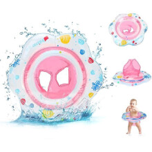 Bouée gonflable pour bébé, idéale pour les enfants de 6 à 36 mois, rose, avec support dorsal pour une utilisation en toute sécurité.
