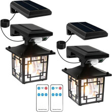 Lot de 2 appliques murales solaires extérieures à détecteur de mouvement, étanches IP65, 3 modes d'éclairage, avec télécommande, pour jardin