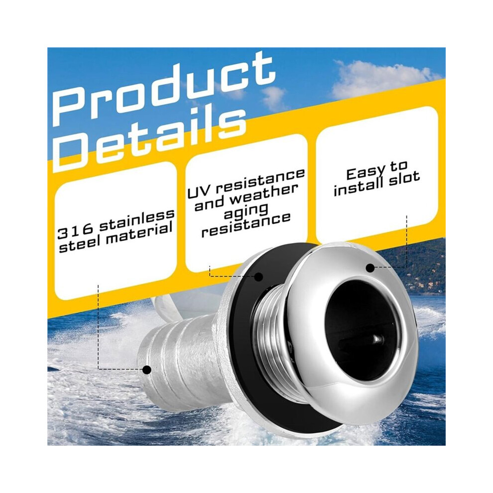 2 Pcs Thru Hull Fittings Boats Thru Hull Connector Marine Boat Plumbing Fittings For Boats Yachts Rv 6031502344846