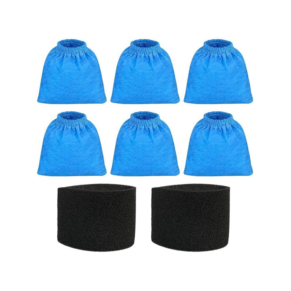 6 Pack Vrc5 Filter Bags & 2 Pcs Vff51 Foam Filters Kit For Vacmaster Most 4 To 16 Gallon Wet/Dry Vacuum, Part Vrc51 6033571847068