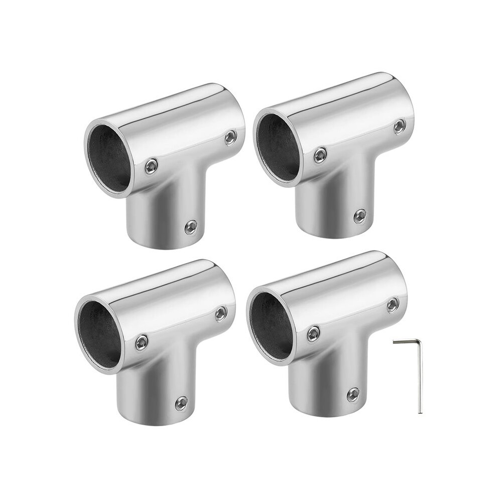4 Pack Boat Handrail Tee, 316 Stainless Steel 90 Degree Marine T Connector T Joint For Yacht Deck Railing 22Mm 4711660592410