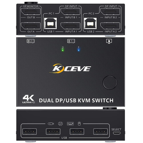 Διακόπτης Kc-KVM202Dpa-Usb2.0 Dp 3Dp+3Dp Kvm (Χρώμα: Μαύρο): KC-KVM202DPA Δώρο-έκπληξη 1