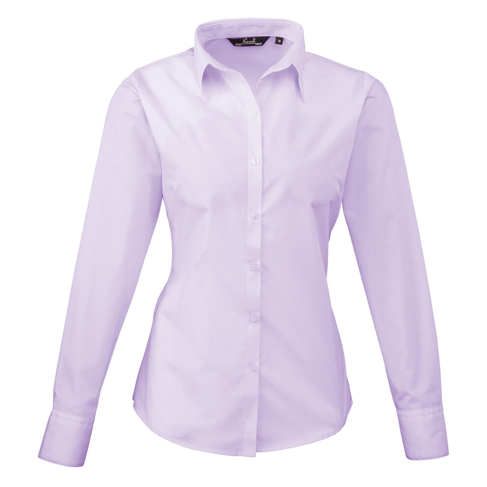 Premier (8, Lilac) Womens/Ladies Poplin Long-Sleeved Blouse Purple,Multicoloured