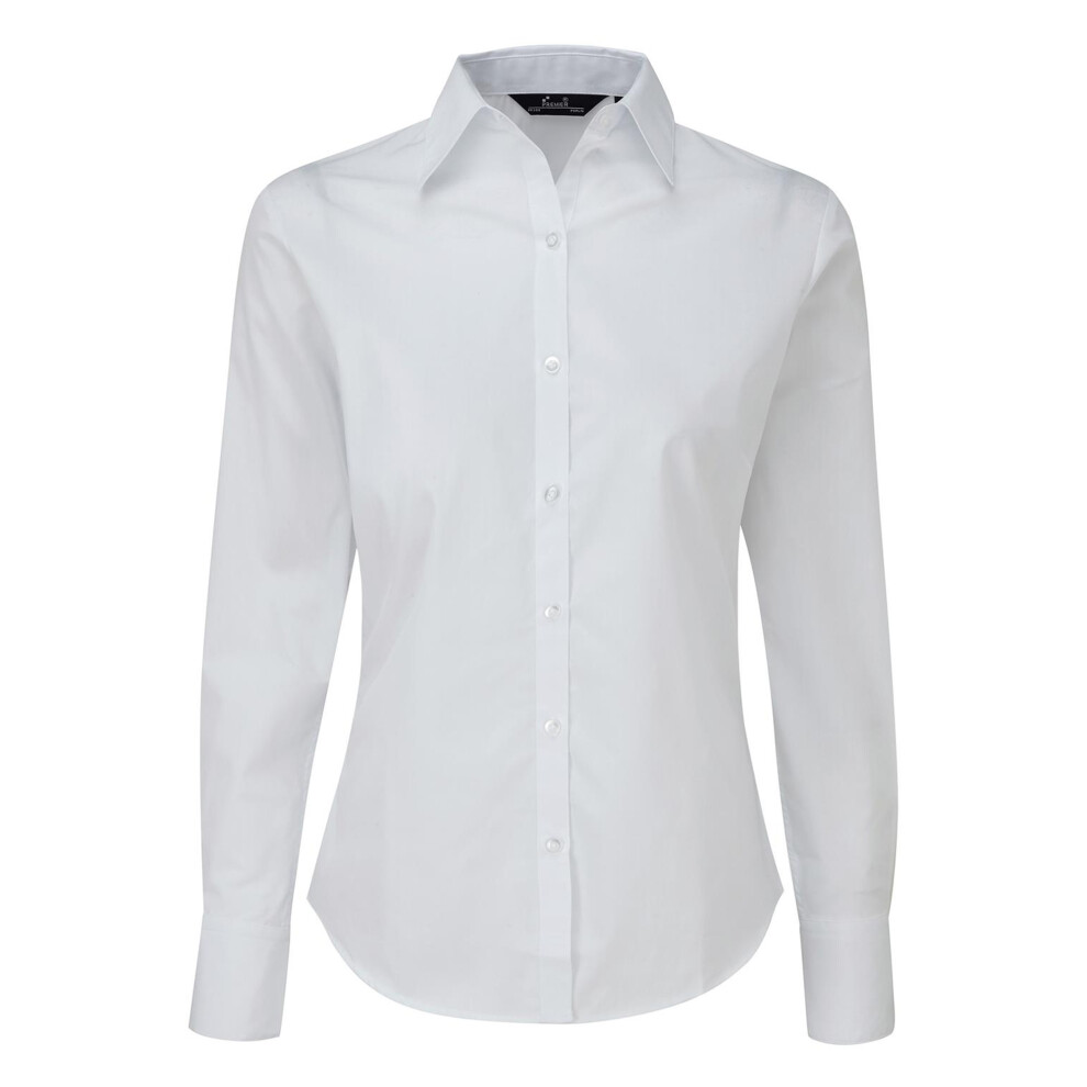 Premier (18, ) Womens/Ladies Poplin Long-Sleeved Blouse White