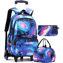 Rollbarer Schulrucksack und Federmäppchen-Set für Jungen im Alter von 6-16 Jahren, leichte Schultasche für Grund- und Mittelschule