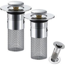 Universeller Edelstahl-Abflussfilter, 2er-Pack, Anti-Verstopfungs-Pop-Up-Spülbeckensieb für Bad und Küche