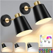 RGB-Wandleuchten-Set (2er-Set) mit Fernbedienung und Timer, kabellose, per Touch dimmbare magnetische Beleuchtung