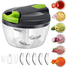 Manueller Zerkleinerer 520 ml mit 3 Edelstahlklingen und Mixdeckel, multifunktionales Küchengerät