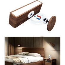 Wandleuchte aus Holz für den Innenbereich, kabellose, per USB aufladbare Wandleuchte mit Dimmfunktion und Touch-Steuerung für den Nachttisch