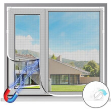 Zuschneidbares Fenster-Moskitonetz 150 x 175 cm mit verstärktem Magnetstreifen und Sicherheitsverschluss