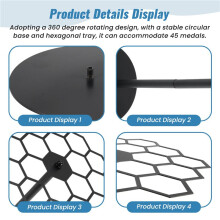 Rotatable Medal Hangers Display, Tabletop Medal Holder Rack over 45+ Medals Capacity, Ideal for Sports
