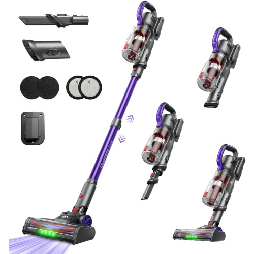 AlloyMove A03 Cordless Vacuum Cleaner 450W 45000Pa, 60 Min Runtime, Anti Tangle Pet Hair Vacuum, HEPA Filter, Self Standing