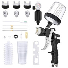 HVLP Air Sprayer Paint with 1.4/1.7/2mm Nozzles&Air Compressor Regulator,Air Sprayer Paint W/10pcs 600cc Mixing Cup